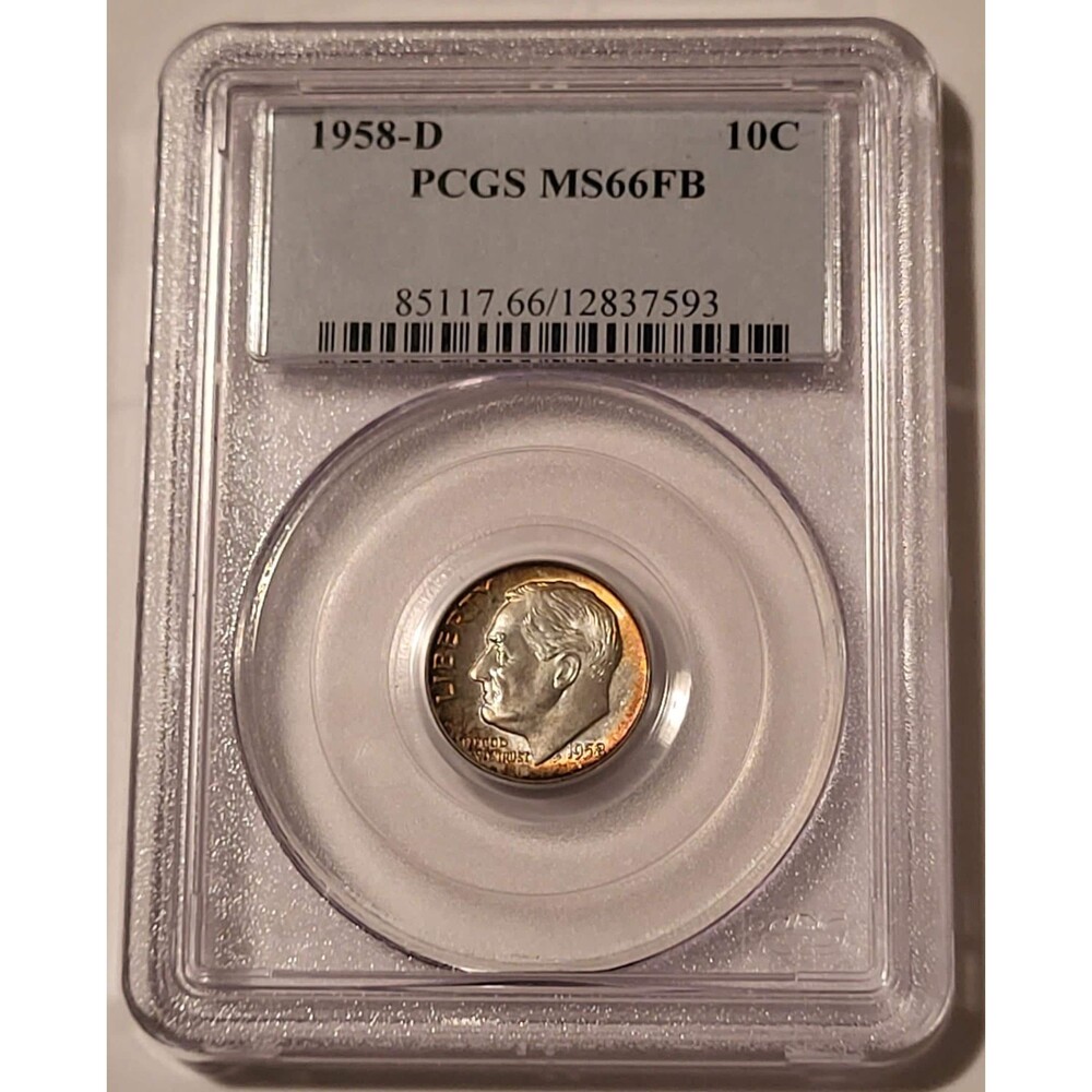 1958 D Roosevelt Dime MS66 FB PCGS Copper Color